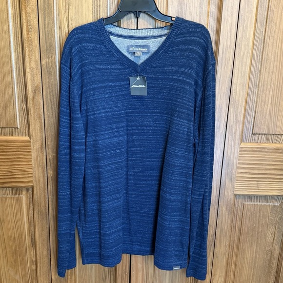 Eddie Bauer Other - Eddie Bauer Men's Tall XL‎ Wool Blend Sweater V-Neck Blue Long Sleeve NWT